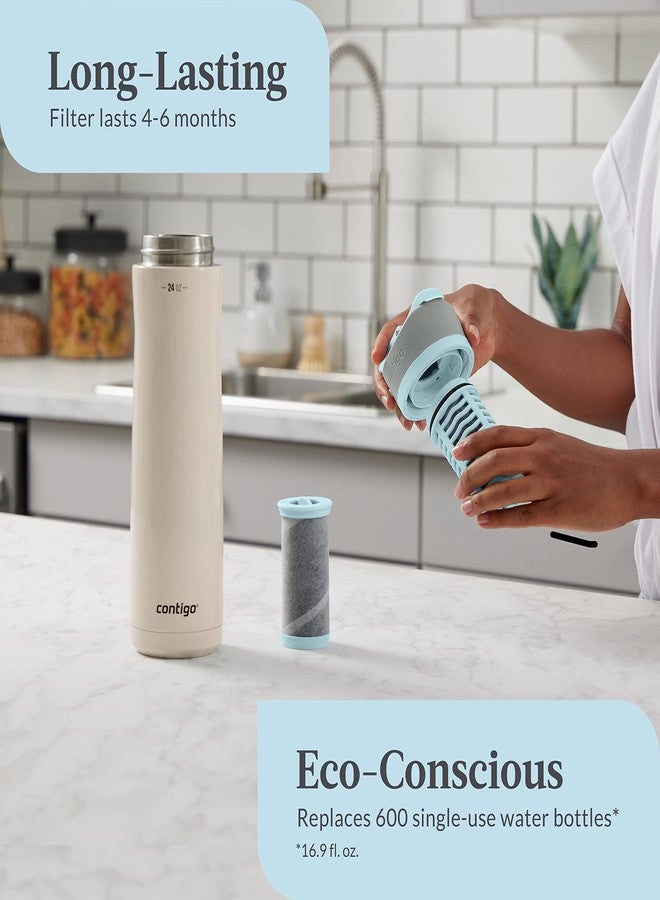 Contigo Clybourn Chill Stainless Steel FreeFlow Filter Water Bottle with AUTOSEAL, 24oz., Salt - Image 3