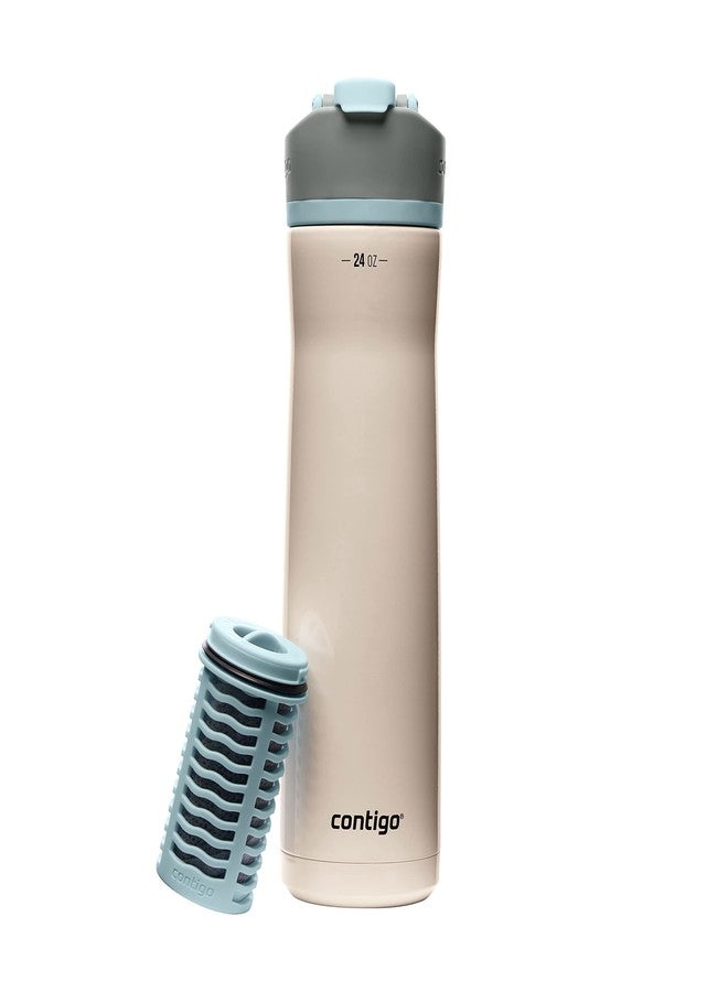Contigo Clybourn Chill Stainless Steel FreeFlow Filter Water Bottle with AUTOSEAL, 24oz., Salt - Image 1