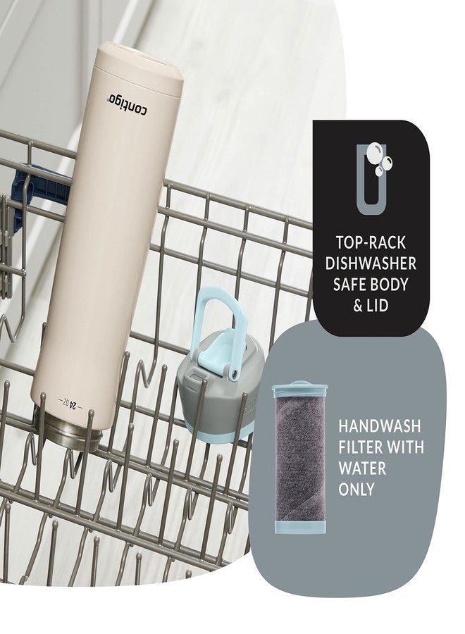 Contigo Clybourn Chill Stainless Steel FreeFlow Filter Water Bottle with AUTOSEAL, 24oz., Salt - Image 5