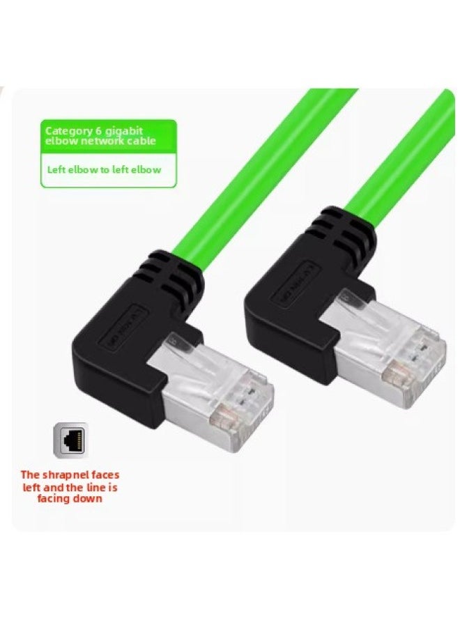 Generic Super Six-class Network Cable Elbow High Flexible Drag Chain Shield Gigabit Industrial Camera Network Cable Office Router Network Jumper-Color:Green (left To Left)-Line Length:10 M  - Image 1