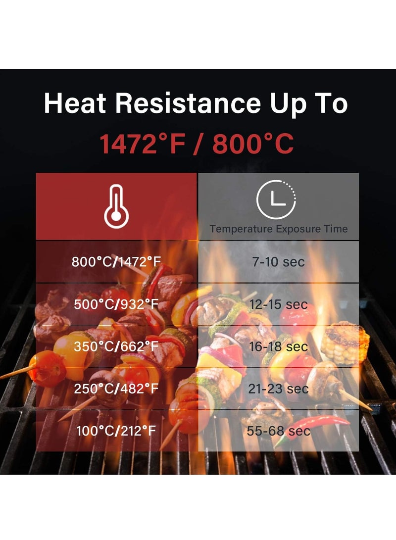 Meetion MEETION BBQ Grill Gloves 1472℉ Extreme Heat Resistant Grilling Gloves Non-Slip Silicone Insulated Grill Mitts for Cooking Baking Grill Welding Smoker (Black)  - Image 5