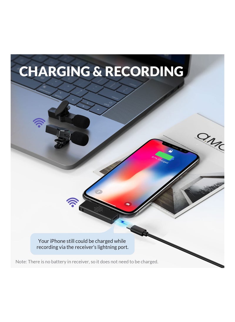 KASTWAVE - Wireless Lavalier Microphone for iPhone iPad, Plug-Play Wireless Lapel Mic with 3 Level Noise Reduction Auto-Sync for Video Recording, for TikTok YouTube Facebook Live Stream with 2 Pack Wireless Mics - Image 1