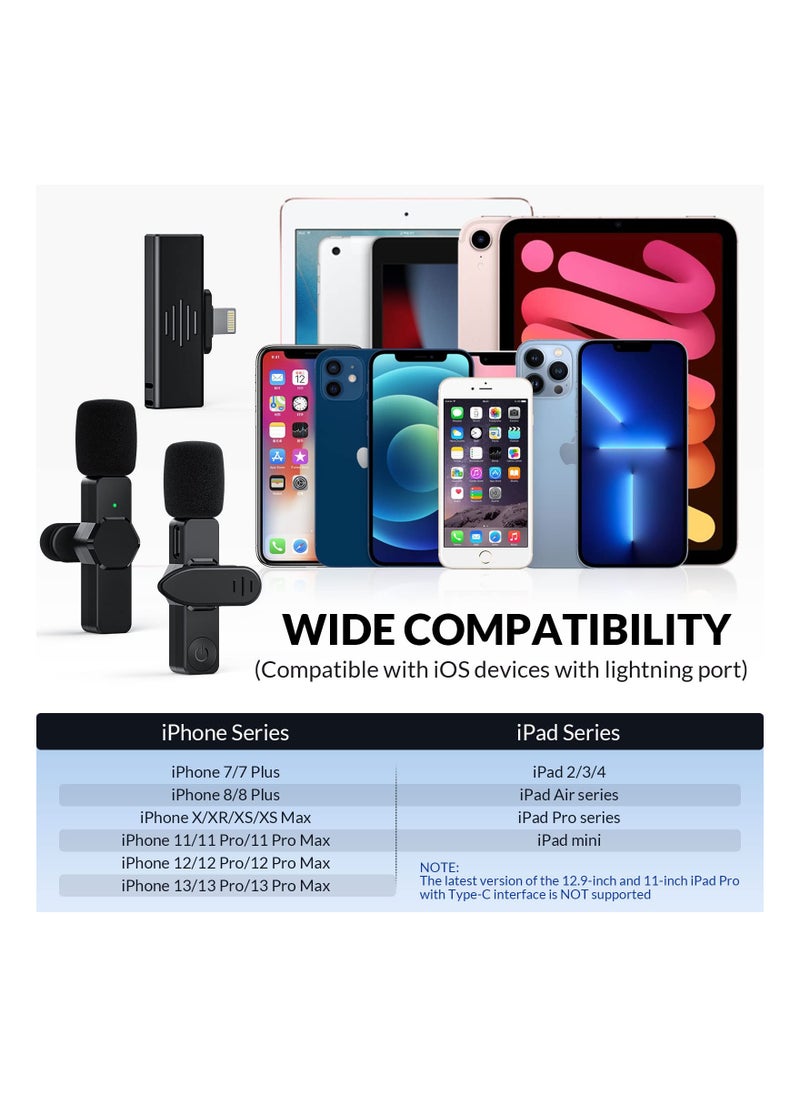 KASTWAVE - Wireless Lavalier Microphone for iPhone iPad, Plug-Play Wireless Lapel Mic with 3 Level Noise Reduction Auto-Sync for Video Recording, for TikTok YouTube Facebook Live Stream with 2 Pack Wireless Mics - Image 1