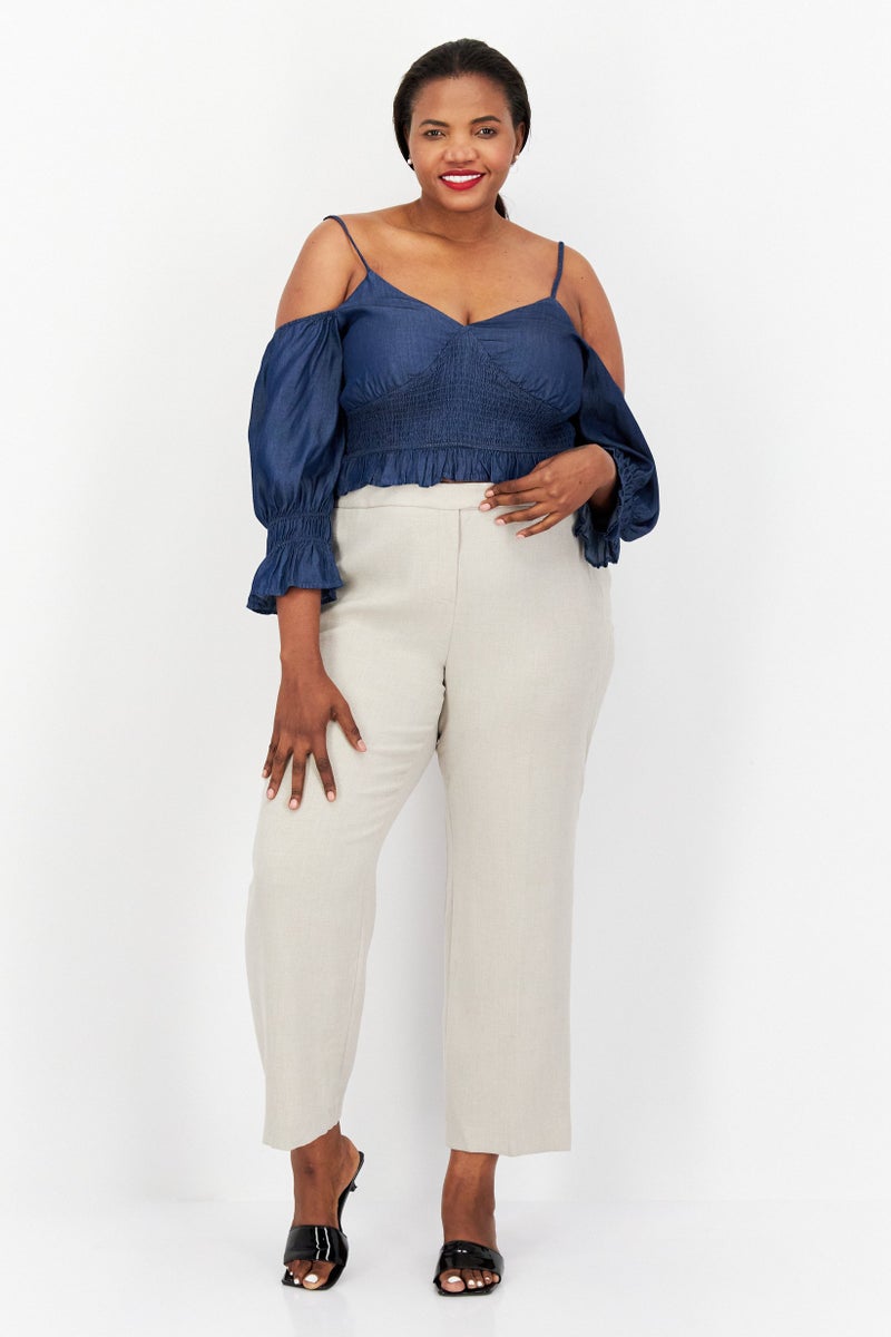Urban Bliss Women Sweetheart Long Sleeves Plain Top, Navy  - Image 2