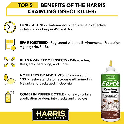 Harris مبيد الحشرات الزاحفة هاريس 8 أونص — غبار طبيعي 100% للنمل، والصراصير، وبق الفراش، والبراغيث — للاستخدام الداخلي والخارجي - Image 3