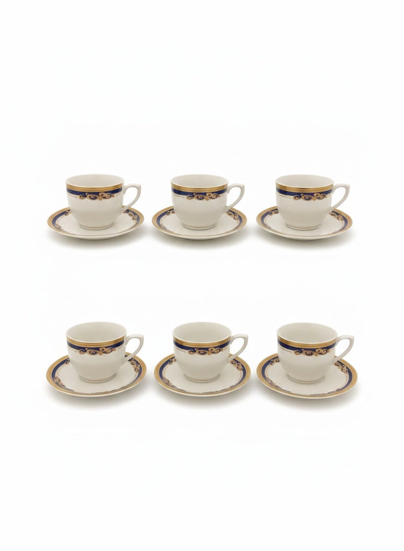 Set of 6 tea cups & 6 saucers - Image 2