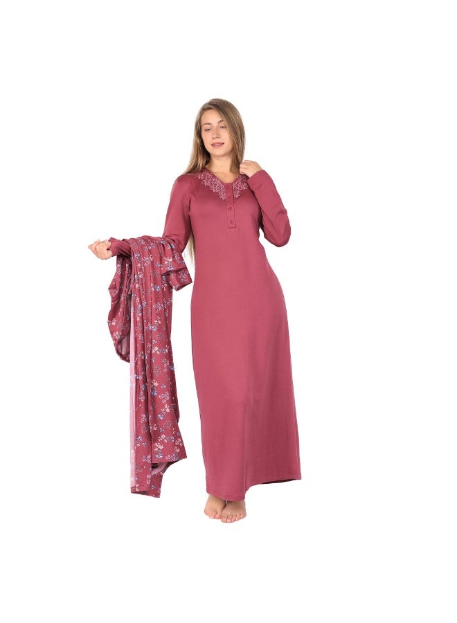 Dadoush Daadosh Women's Nightgown and Winter Robe Set - Nightgown and Dress Set - Nightgown and Long Women Nightgown by Dadosh - Image 2
