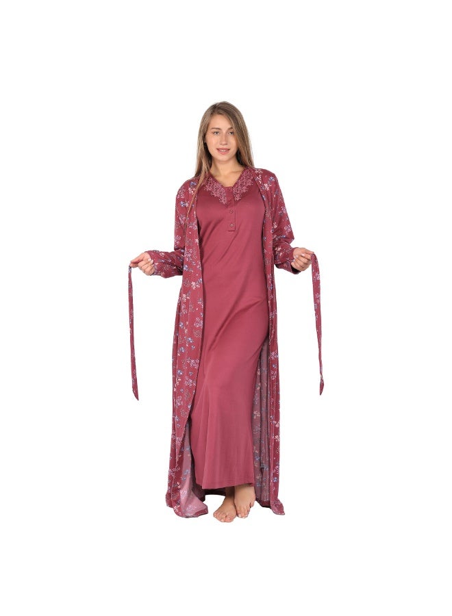 Dadoush Daadosh Women's Nightgown and Winter Robe Set - Nightgown and Dress Set - Nightgown and Long Women Nightgown by Dadosh - Image 1