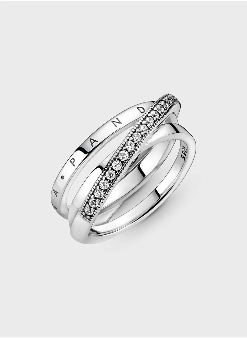 PANDORA Crossover PavÃ© Triple Band Ring