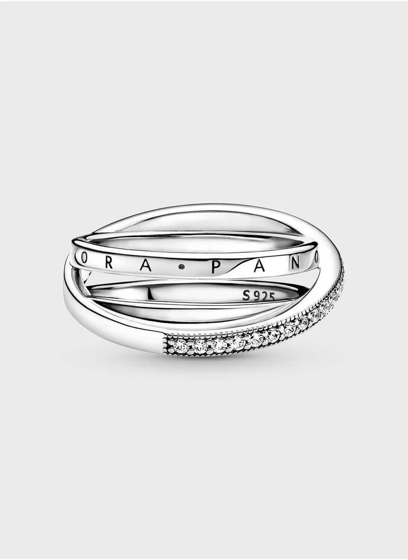 PANDORA Crossover Pavé Triple Band Ring