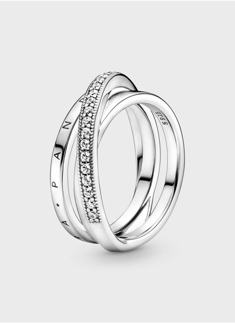Crossover Pavé Triple Band Ring