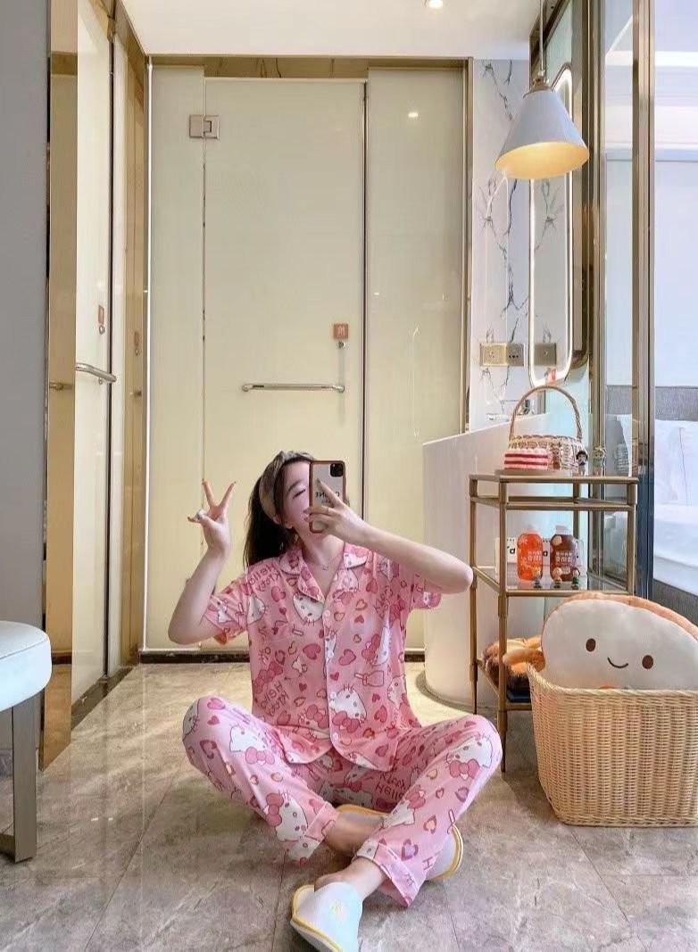 DubaiGallery Women's Collared Neck With Short Sleeve Pyjama Set