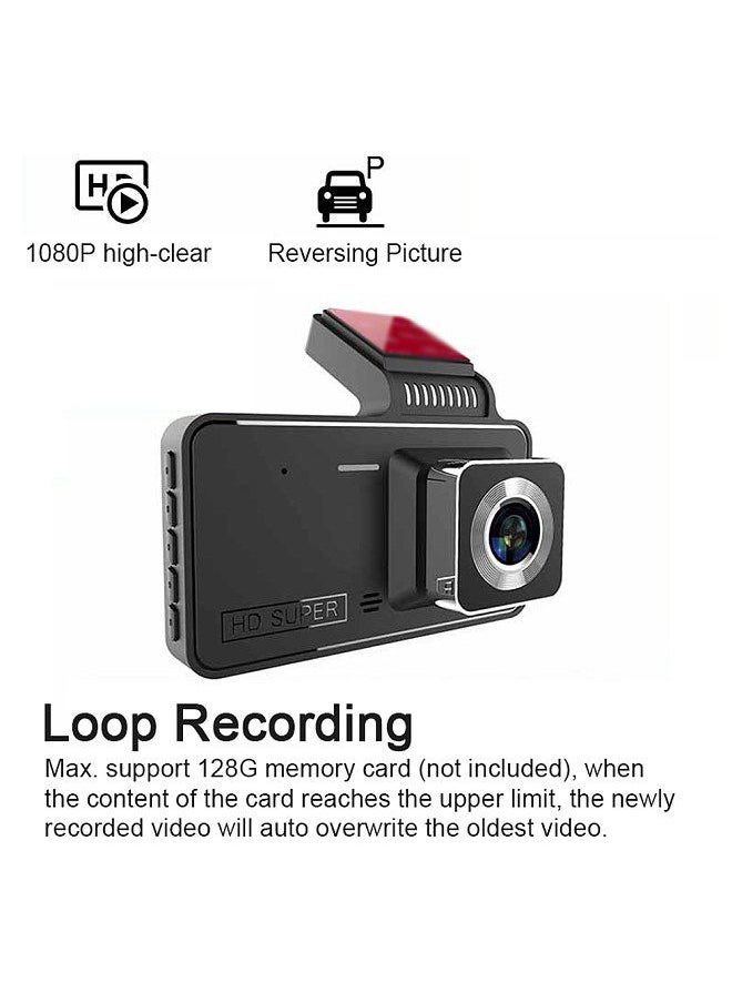 1080P DVR Dash Camera 4 بوصة مسجل قيادة السيارة Dashcam 170 درجة زاوية واسعة مع دعم شاشة تعمل باللمس للرؤية الليلية حلقة تسجيل كشف الحركة عكس الصورة