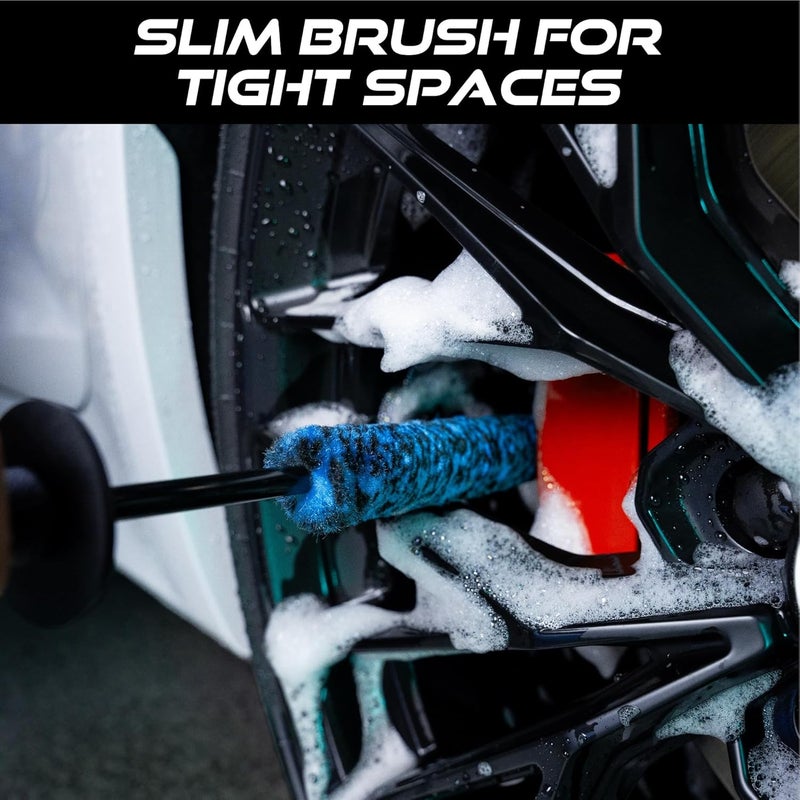 VIKING Wheel Brush Set, Wheel Cleaner and Barrel Brush Kit, Includes Regular and Slim Diameters, 16 Inch Length, Teal, 2 Pack Cleaner resistant - Image 2