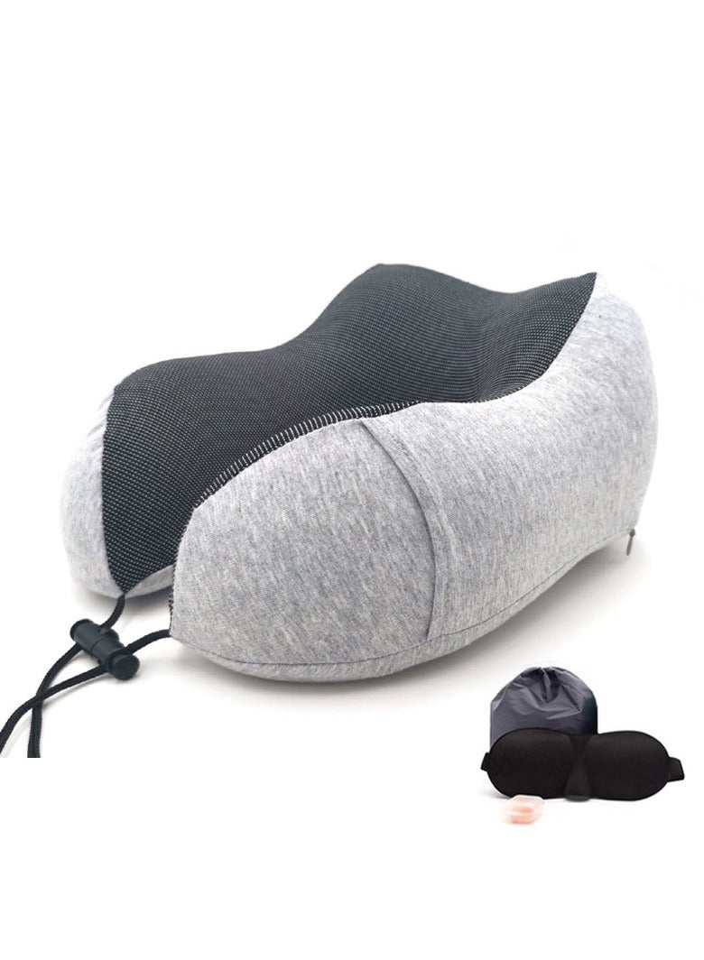 Travel neck pillow for sleeping made of pure memory foam GREY  - Image 2