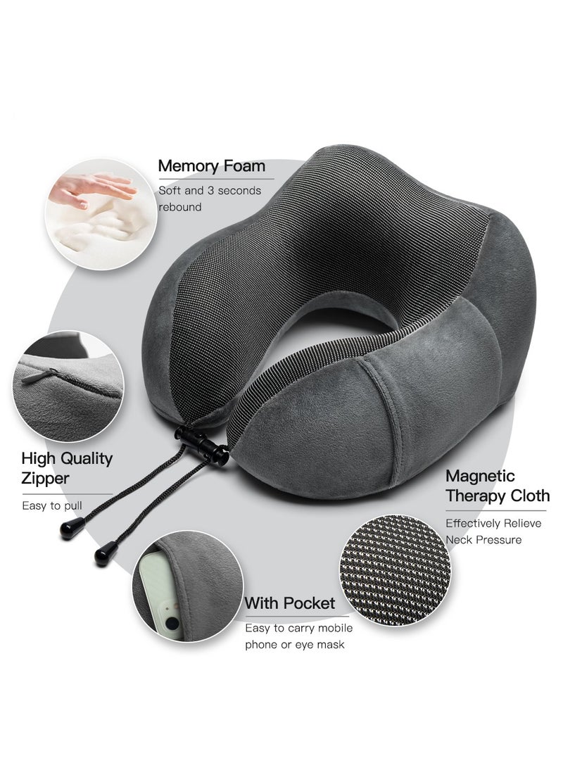 Travel neck pillow for sleeping made of pure memory foam GREY  - Image 3