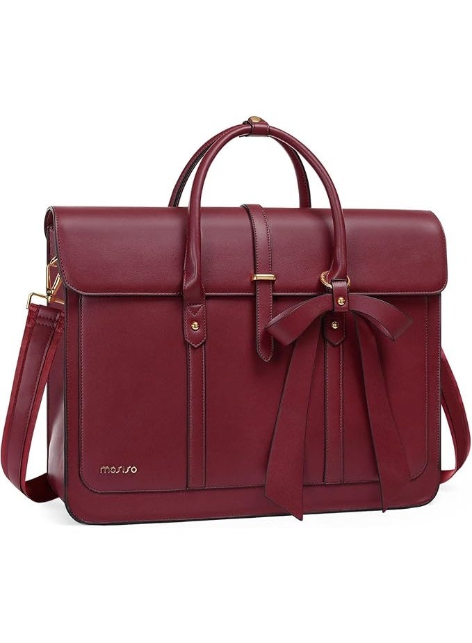 Mosiso Women’s Laptop Bag with Elegant PU Leather Design, Convertible Shoulder and Messenger Casual Bag, Perfect for Work, Travel, and Study, Features Multiple Compartments for Organization, Durable and Lightweight Construction for Laptop Protection – Women’s Laptop Bag – Work and Travel Bag – Stylish Shoulder Bag - Image 1