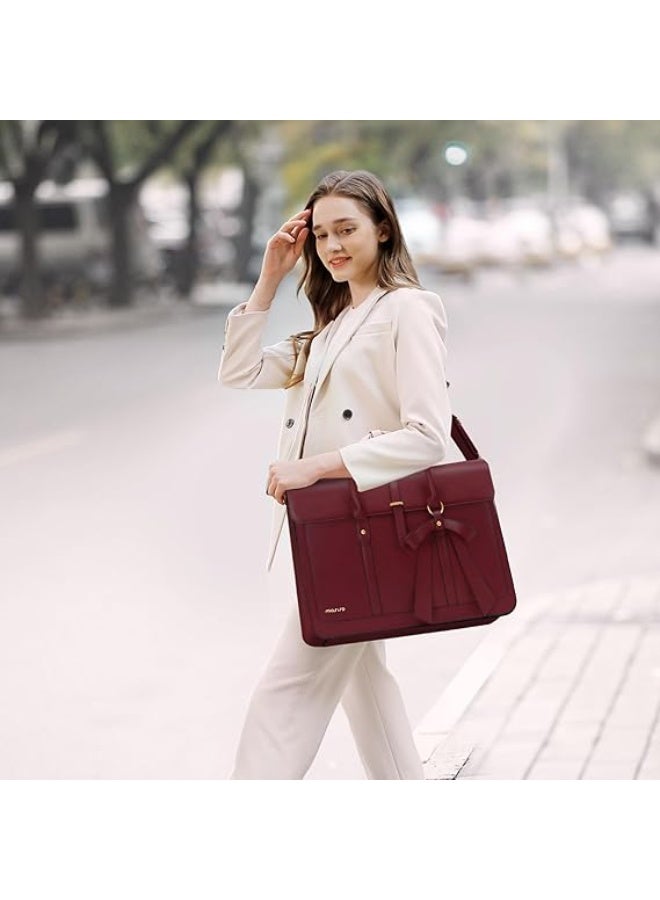 Mosiso Women’s Laptop Bag with Elegant PU Leather Design, Convertible Shoulder and Messenger Casual Bag, Perfect for Work, Travel, and Study, Features Multiple Compartments for Organization, Durable and Lightweight Construction for Laptop Protection – Women’s Laptop Bag – Work and Travel Bag – Stylish Shoulder Bag - Image 5