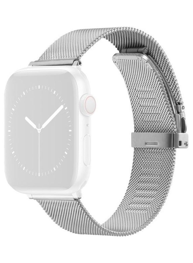 NIBEMINENT Watchband For Apple Watch Series 7 6 & SE 5 4 3 2 1 Silver - Image 1