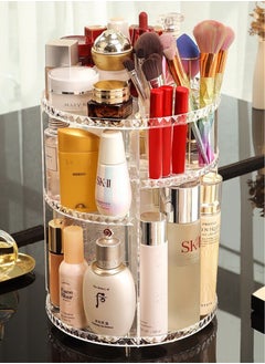 Acrylic Makeup Organizer 360° Rotating DIY Cosmetics Carousel Spinning Countertop Storage Holder With Adjustable Shelves For Vanity Perfume Jewellery And Lipsticks Display Case Lazy Suzan Trays