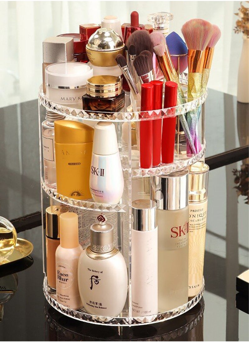Generic - Acrylic Makeup Organizer 360° Rotating DIY Cosmetics Carousel Spinning Countertop Storage Holder With Adjustable Shelves For Vanity Perfume Jewellery And Lipsticks Display Case Lazy Suzan Trays - Image 1