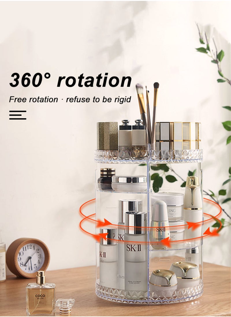 Generic - Acrylic Makeup Organizer 360° Rotating DIY Cosmetics Carousel Spinning Countertop Storage Holder With Adjustable Shelves For Vanity Perfume Jewellery And Lipsticks Display Case Lazy Suzan Trays - Image 1
