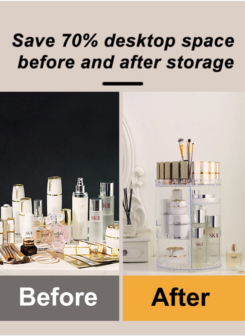 Generic - Acrylic Makeup Organizer 360° Rotating DIY Cosmetics Carousel Spinning Countertop Storage Holder With Adjustable Shelves For Vanity Perfume Jewellery And Lipsticks Display Case Lazy Suzan Trays - Image 1