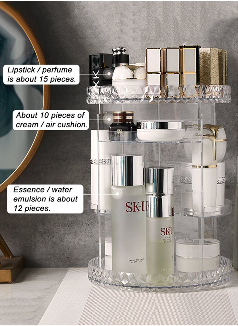 Generic - Acrylic Makeup Organizer 360° Rotating DIY Cosmetics Carousel Spinning Countertop Storage Holder With Adjustable Shelves For Vanity Perfume Jewellery And Lipsticks Display Case Lazy Suzan Trays - Image 1