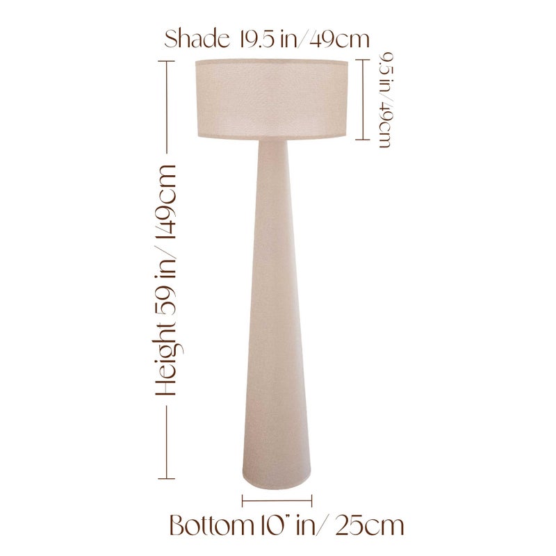 Branch & Wick Co. Floor Lamp - Branch and Wick â€“ 59â€ Tall Standing Linen Lamp with Fabric Shade, LED Bulb Included â€“ Elegant Corner Lamp for Living Room, Bedroom, Office - Taupe - Image 4
