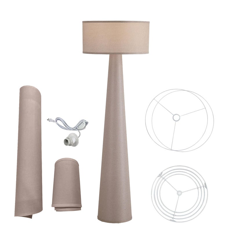 Branch & Wick Co. Floor Lamp - Branch and Wick â€“ 59â€ Tall Standing Linen Lamp with Fabric Shade, LED Bulb Included â€“ Elegant Corner Lamp for Living Room, Bedroom, Office - Taupe - Image 1