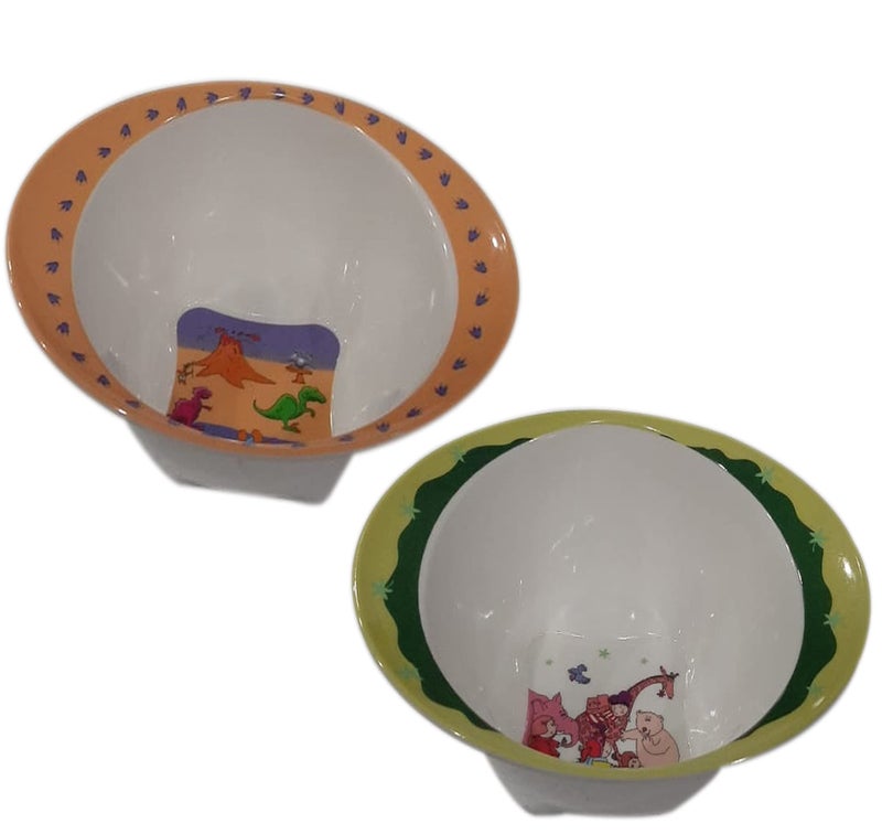 ZIDO (Pack of 2 Multipurpose Cartoon Design Bowls for Serving (Dinosaur and Jungle Safari). - Image 1