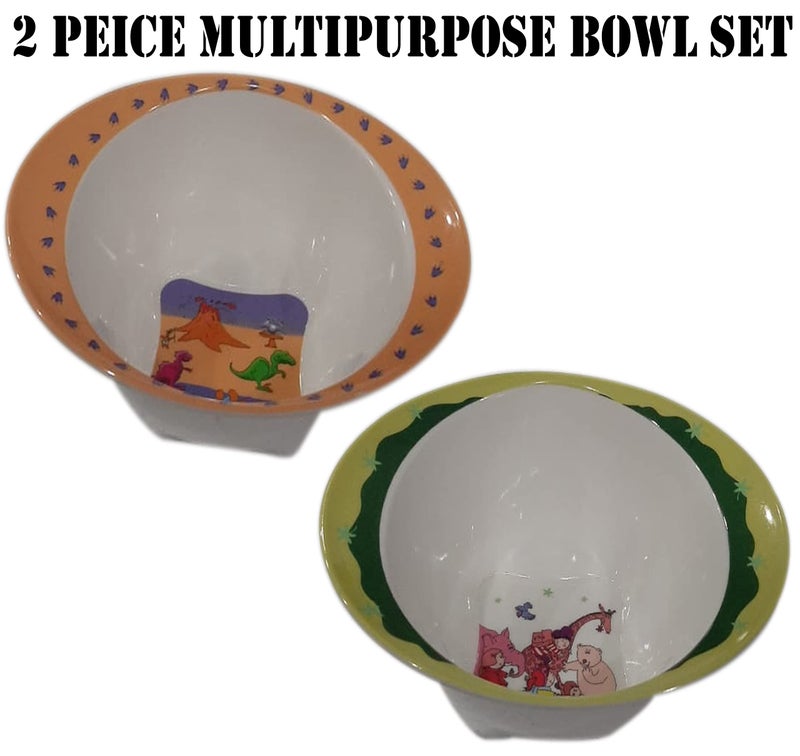 ZIDO (Pack of 2 Multipurpose Cartoon Design Bowls for Serving (Dinosaur and Jungle Safari). - Image 2