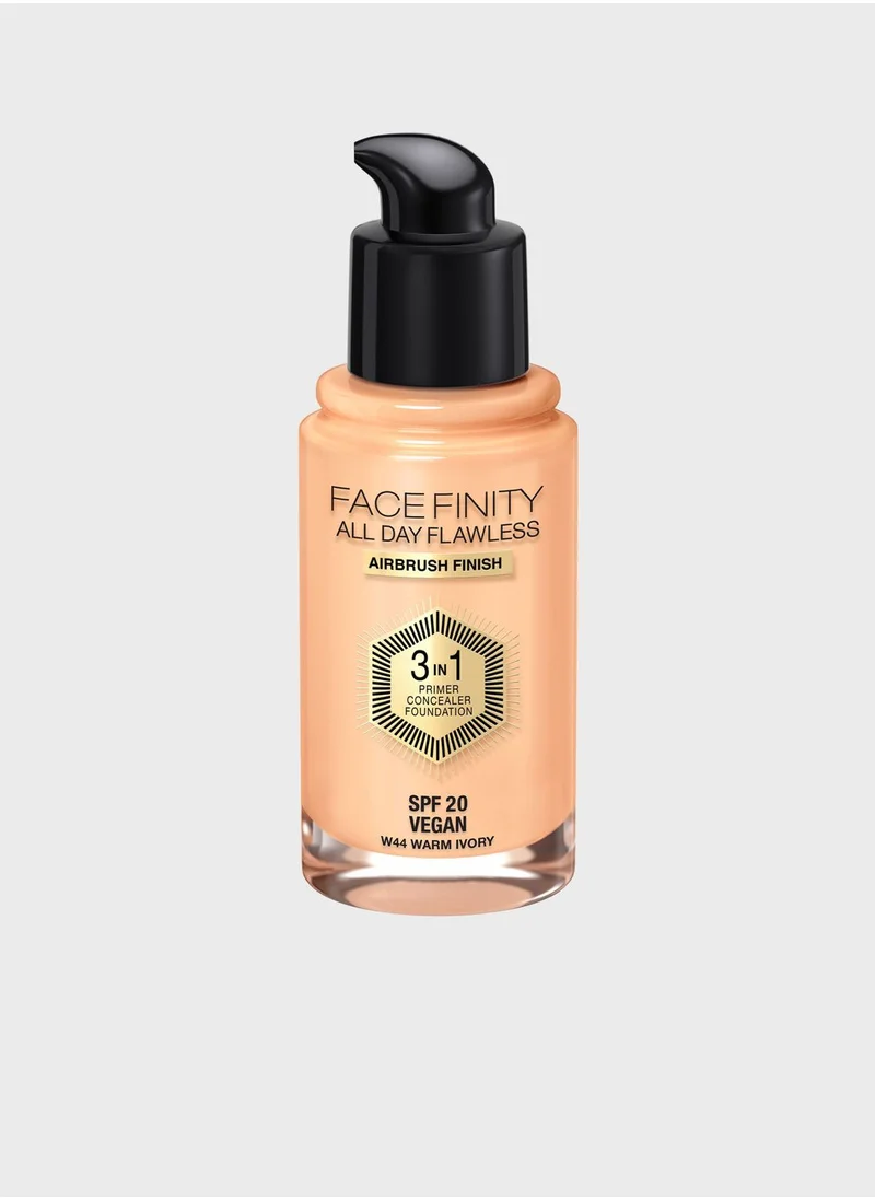 Max Factor Max Factor Facefinity All Day Flawless 3 in 1 Foundation – W44 – Warm Ivory, 30ml