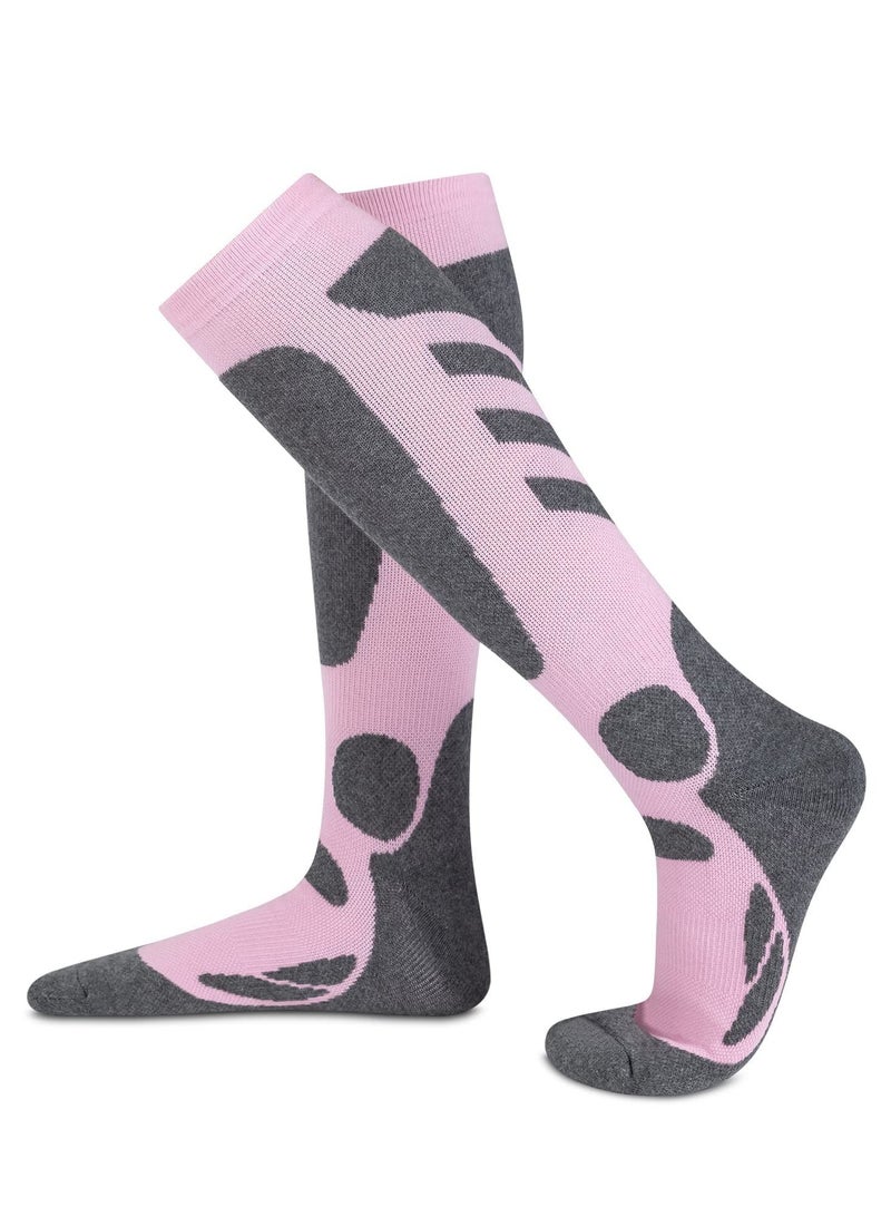 SYOSI Women's Ski Socks for Skiing Snowboarding Outdoor Sports 2 Pack Winter Performance Socks Pink Blue  - Image 4