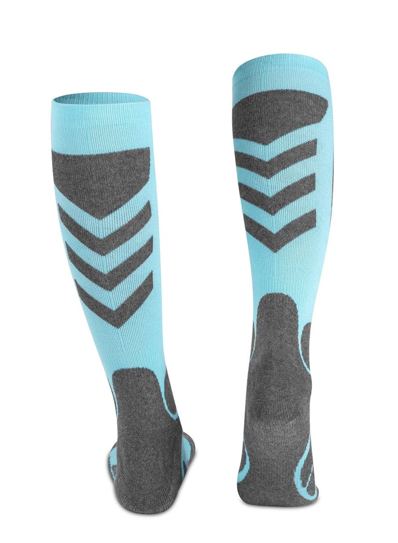 SYOSI Women's Ski Socks for Skiing Snowboarding Outdoor Sports 2 Pack Winter Performance Socks Pink Blue  - Image 2