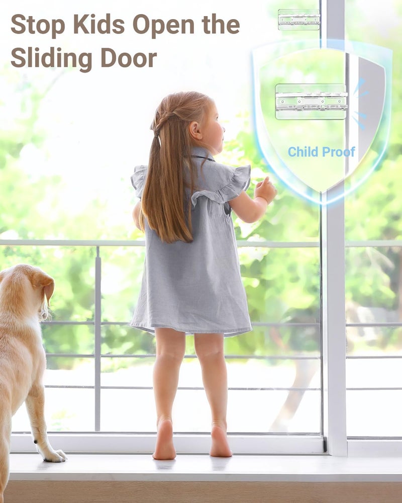 WINONLY Sliding Door Lock Window Locks - 2 Pack Sliding Glass Door Lock for Child Safety Closet Door Security Locks for Kids Home Security Door Lock Safety Childproof for Inside Flip Door Latches Bar Stopper - Image 2