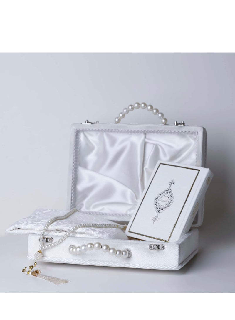 Prayer Mat with Quran and Pearl of Tasbeeh Gift Set
