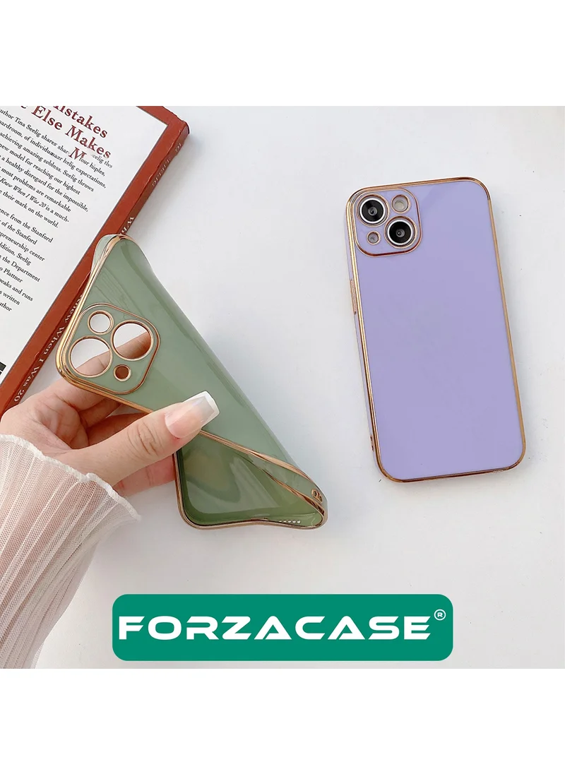 Forzacase iPhone 14 Compatible Luxury Series Gold Framed Silicone Case