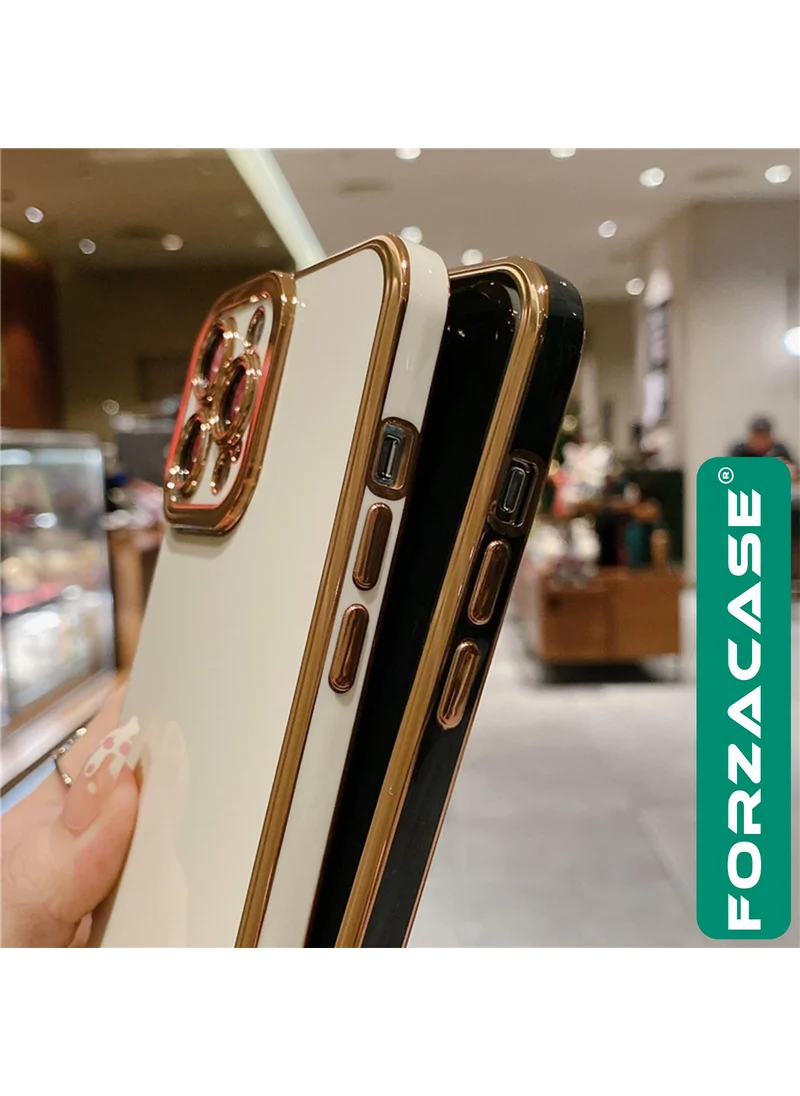 Forzacase iPhone 14 Compatible Luxury Series Gold Framed Silicone Case