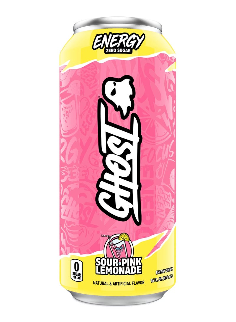 Ghost Energy Zero Sugar RTD 473ml Sour Pink Lemonade Flavor - Image 1