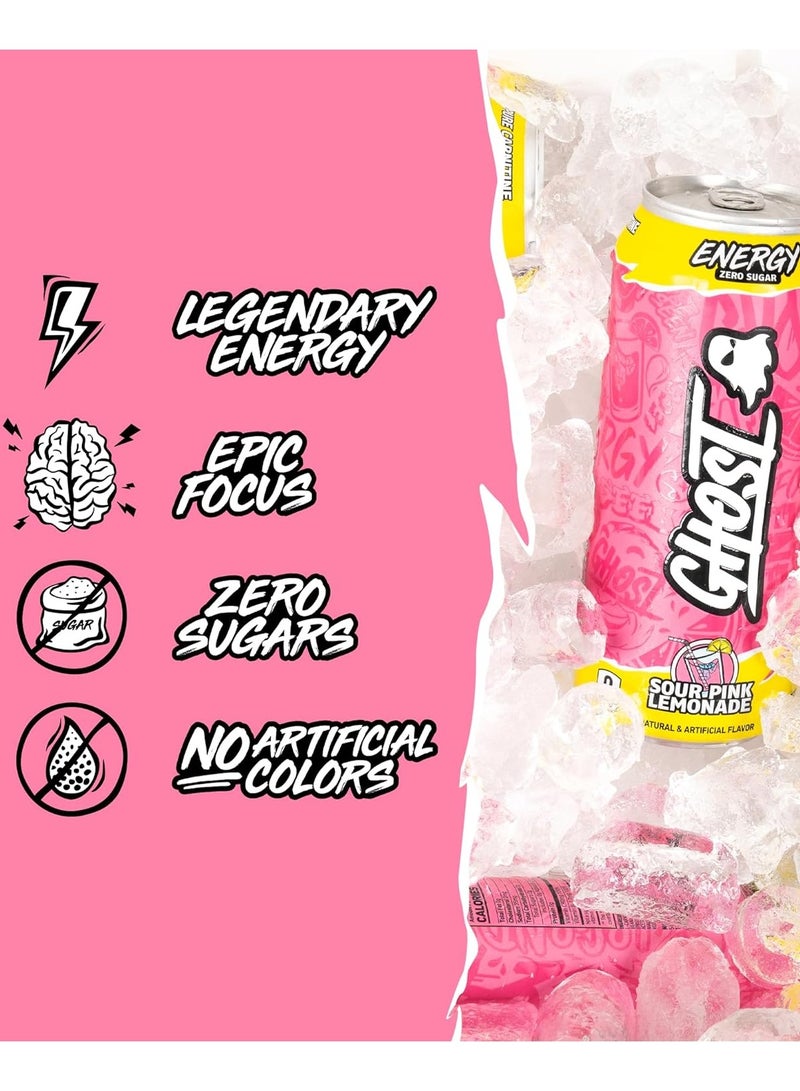 Ghost Energy Zero Sugar RTD 473ml Sour Pink Lemonade Flavor - Image 3