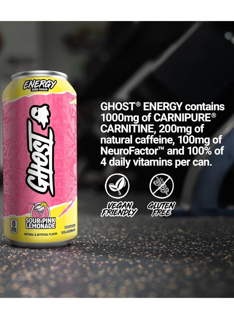 Ghost Energy Zero Sugar RTD 473ml Sour Pink Lemonade Flavor - Image 4
