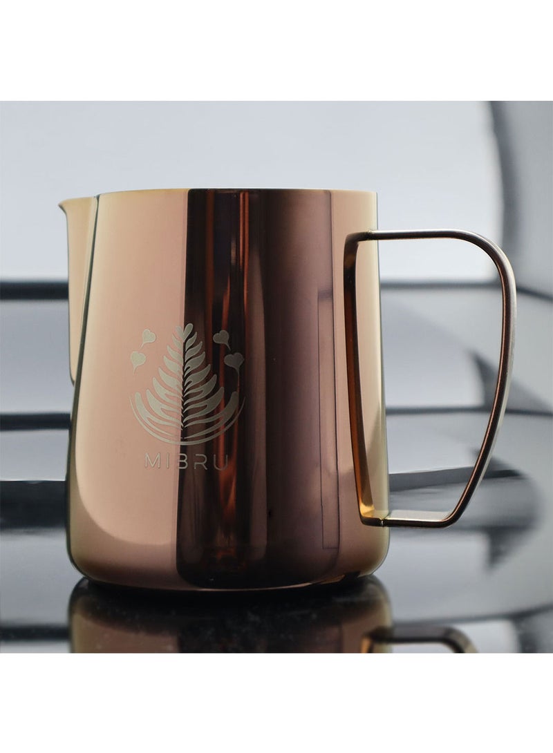 ميبرو بتشر حليب مع مقياس لتحضير القهوة و الكابتشينو وتبخير احترافي إبريق لصنع رغوة الحليب من الستانلس ستيل روز جولد 600 مل - Image 3