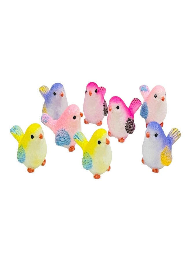 Kriwin Miniature Bird Figurines Set, Resin Made, Colourful Garden Decor for Plants, Terrarium, Dollhouse (Small, 4, Count) - Image 1