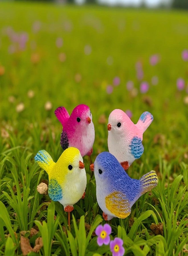 Kriwin Miniature Bird Figurines Set, Resin Made, Colourful Garden Decor for Plants, Terrarium, Dollhouse (Small, 4, Count) - Image 3