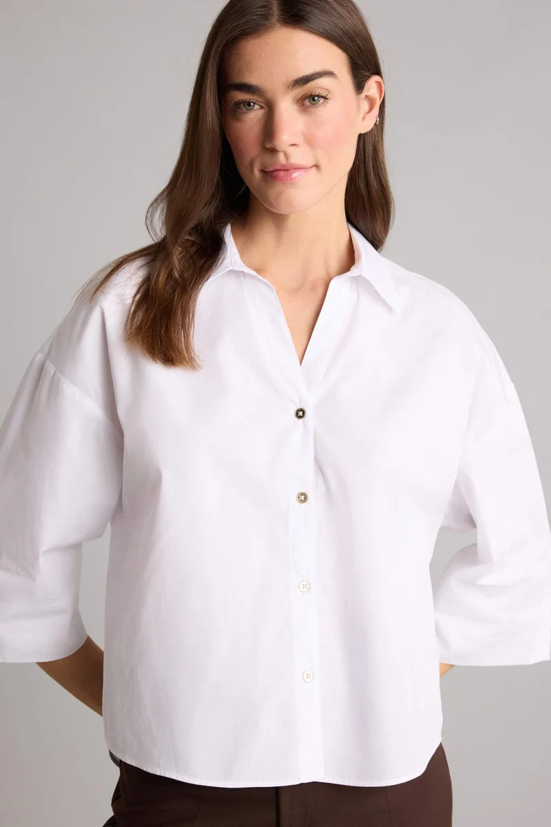 ديفاكتو Oversize Fit Shirt Collar Poplin Short Sleeve Shirt