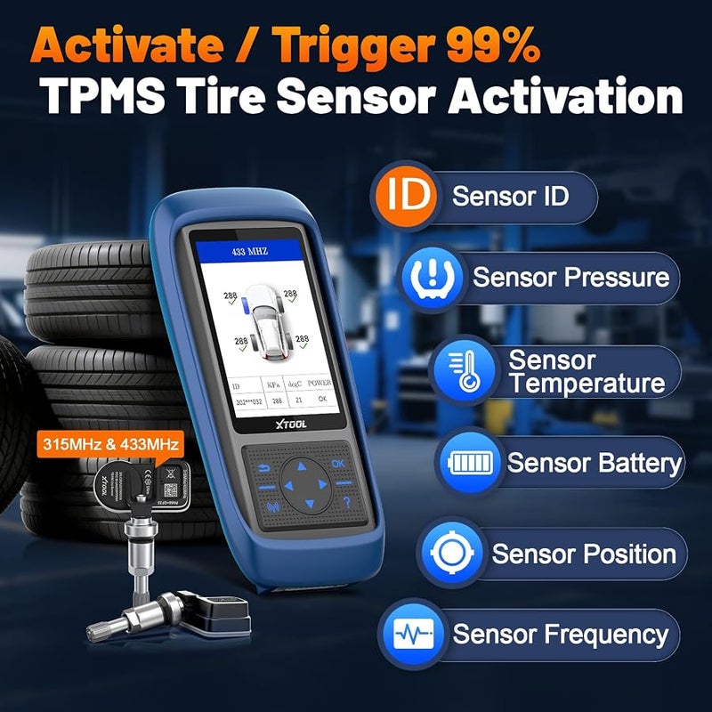 أداة اكس  اكس تول اداة برمجة TP150 TPMS، اداة اعادة تعلم نظام مراقبة ضغط الاطارات 2026، تنشيط/اعادة تعلم/تشخيص جميع مستشعرات TPMS المعروفة، مستشعرات TS100 من اكس تول (315/433MHz)، اداة اعادة ضبط TPMS مبرمج | Activate/Reset/Diagnosis All Known TPMS Sensors, Program XTOOL TS100 Sensors (315/433MHz), TPMS Reset Tool TPMS Programmer - Image 5
