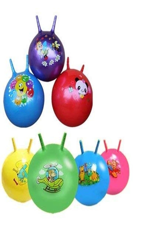 FosCadit Bounce Rubber Hop Ball for Kids Space Hopper Jump N Bounce Handle Ride-on Toy Bouncy for Kids Hopping/Bouncing/Jump Balls for Child - Special Kids Edition (Multicolor, Small, Dia: 38 cm) - Image 2
