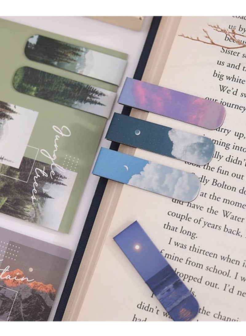 MJZ 12pcs Magnetic Bookmarks, Magnet Page Markers Landscape Pattern Assorted Magnetic Page Clips Book Markers for Students Teachers Book Lovers Fun Book Marks Book Club Library - Image 3