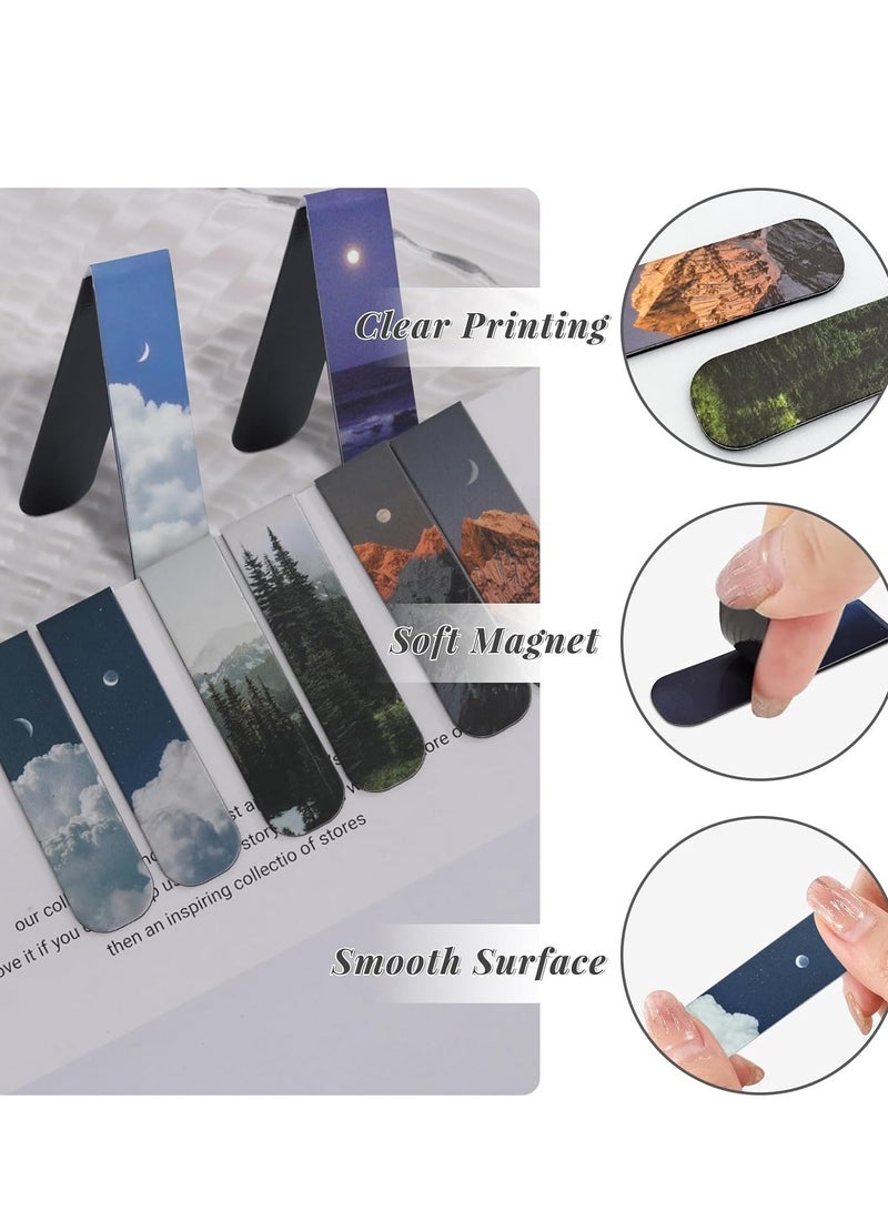 MJZ 12pcs Magnetic Bookmarks, Magnet Page Markers Landscape Pattern Assorted Magnetic Page Clips Book Markers for Students Teachers Book Lovers Fun Book Marks Book Club Library - Image 4